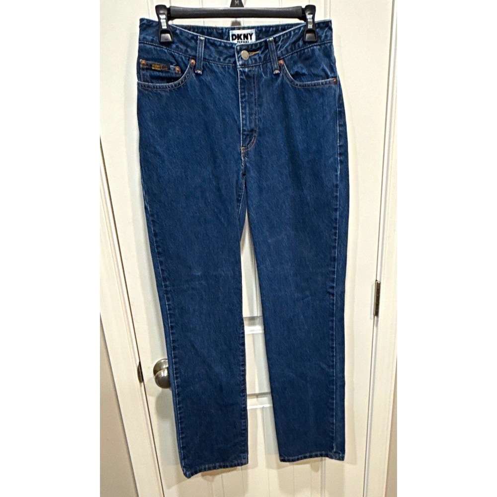 DKNY Jeans Women's Blue Medium Wash Straight Leg Mid-Rise 5-Pocket Jeans 6
